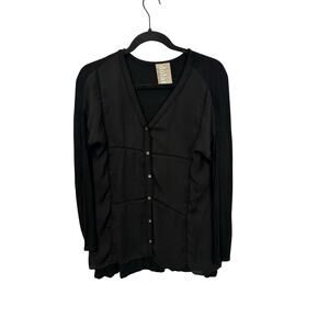 Dolan Left Coast Anthropologie Black Mixed Media Tunic Button Front Women’s S